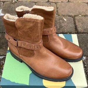 Earth Brown Ankle Boots with Strap Detail